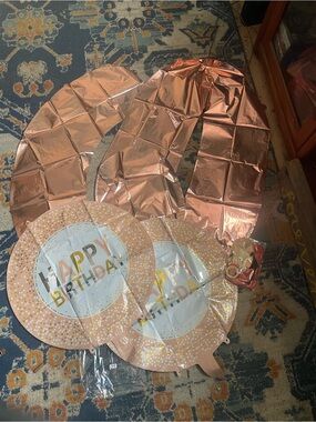 Rose Gold "Happy Birthday" Balloon Party Set - Home Party Supplies Age 60
